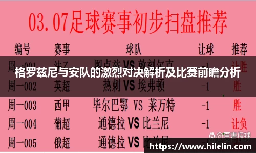 格罗兹尼与安队的激烈对决解析及比赛前瞻分析